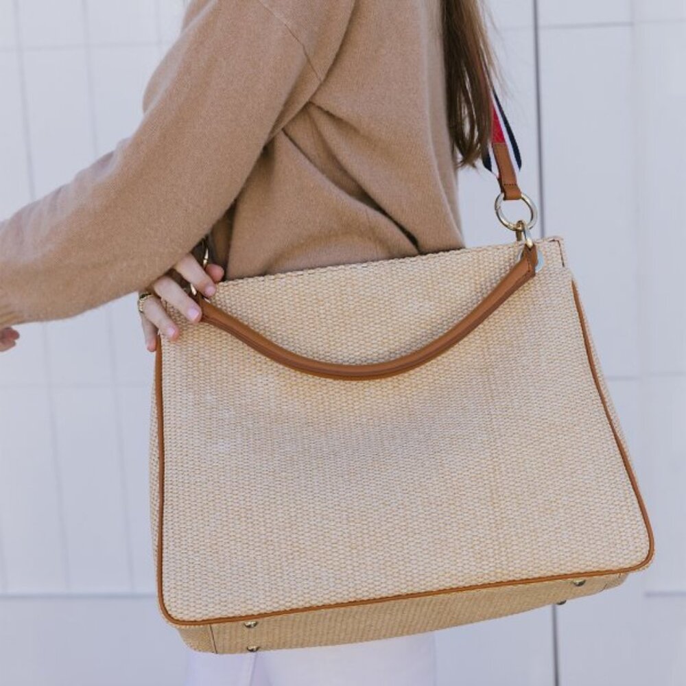 Mark and Graham raffia top-handle purse